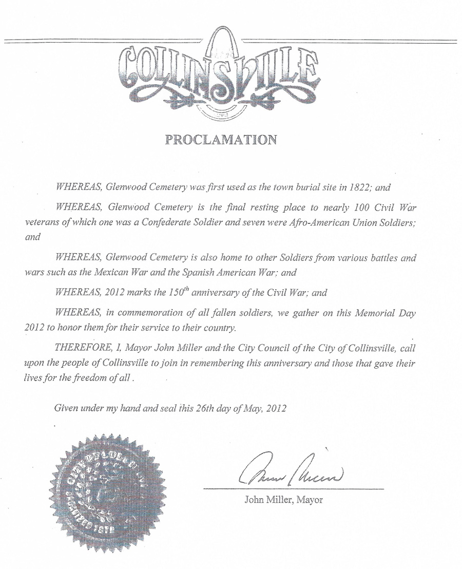 City of Collinsville Proclamation Remembering Those that Gave Their Lives for Freedom